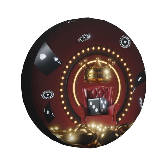 Easygdp Casino King And Playing Cards Wheel Cover,Spare Tire Cover,4-17in Spare Tire Cover Universal Fit for Trailer, Car, Truck, SUV, Jeep-15 inch
