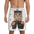 thumbnail image 1 of Easygdp Cat Holding Mugshot Sign Men's Short Pajama Pants, Sleep Shorts, Household Pants, Casual Pants with Pockets - X-Large, 1 of 9