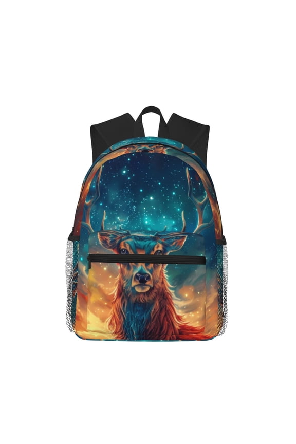Celestial Stag Cosmic Glow Casual Laptop Backpack, Backpack for School, Travel, Business