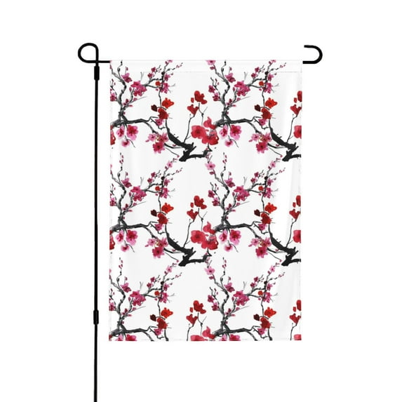 Easygdp Cherry Blossoms Garden Flag Yard Flag Welcome Flag, Double-Sided, Weather Resistant for Outdoor Decor - 28"x40"