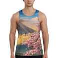 thumbnail image 1 of Easygdp Cherry Blossoms Men's Tank Top, Sleeveless Muscle T Shirts, Breathable, Quick-Dry, Loose for Gym, Running, Fitness - Large, 1 of 9
