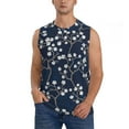thumbnail image 1 of Easygdp Cherry Blossoms on Navy Background Men's Breathable Tank Tops Sleeveless Sporty T Shirts for Basketball, Mountaineering, Bodybuilding -Large, 1 of 8
