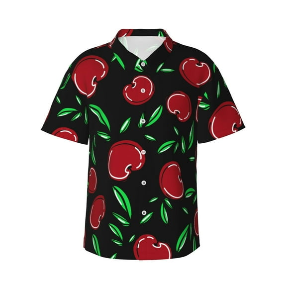 Easygdp Cherry Men's Hawaiian Shirts Print Lapel Short Sleeve for Beach, vacation, party, casual occasions - 3X-Large
