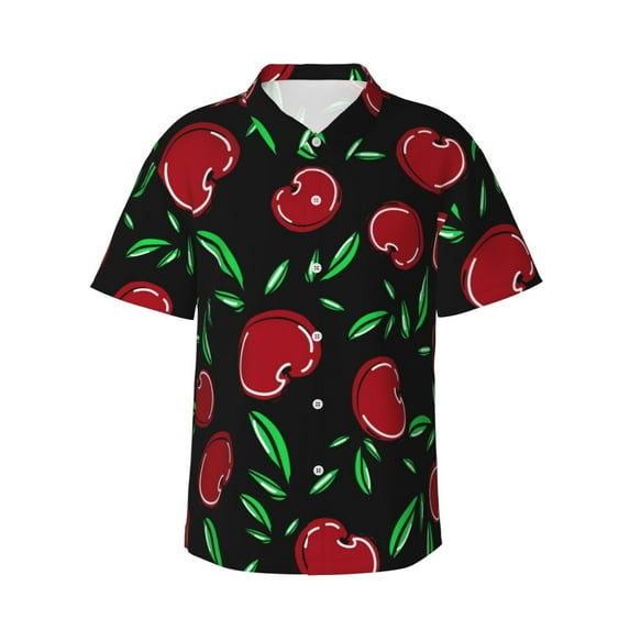 Easygdp Cherry Men's Hawaiian Shirts Print Lapel Short Sleeve for Beach, vacation, party, casual occasions - X-Large