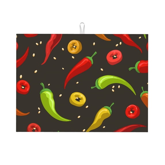 Easygdp Chili2 Microfiber Absorbent Dish Drying Pad,Kitchen Drying Mat,Can Be Hung, Strong Water Absorption Capacity,Quick Drying