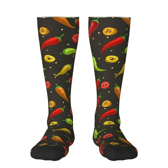 Easygdp Chili2 Soccer Socks Sport Knee High Socks Calf Compression Athletic Socks for Men and Women