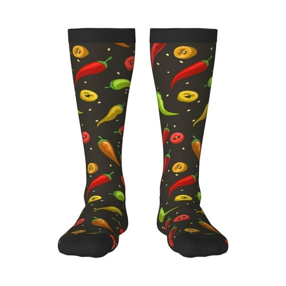 Easygdp Chili2 Soccer Socks Sport Knee High Socks Calf Compression Athletic Socks for Men and Women