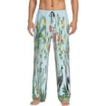 thumbnail image 1 of Easygdp Chinoiserie Floral Palm Tree Men's Pajama Pant, Sleep Elastic Waistband Lounge Pants - X-Large, 1 of 9