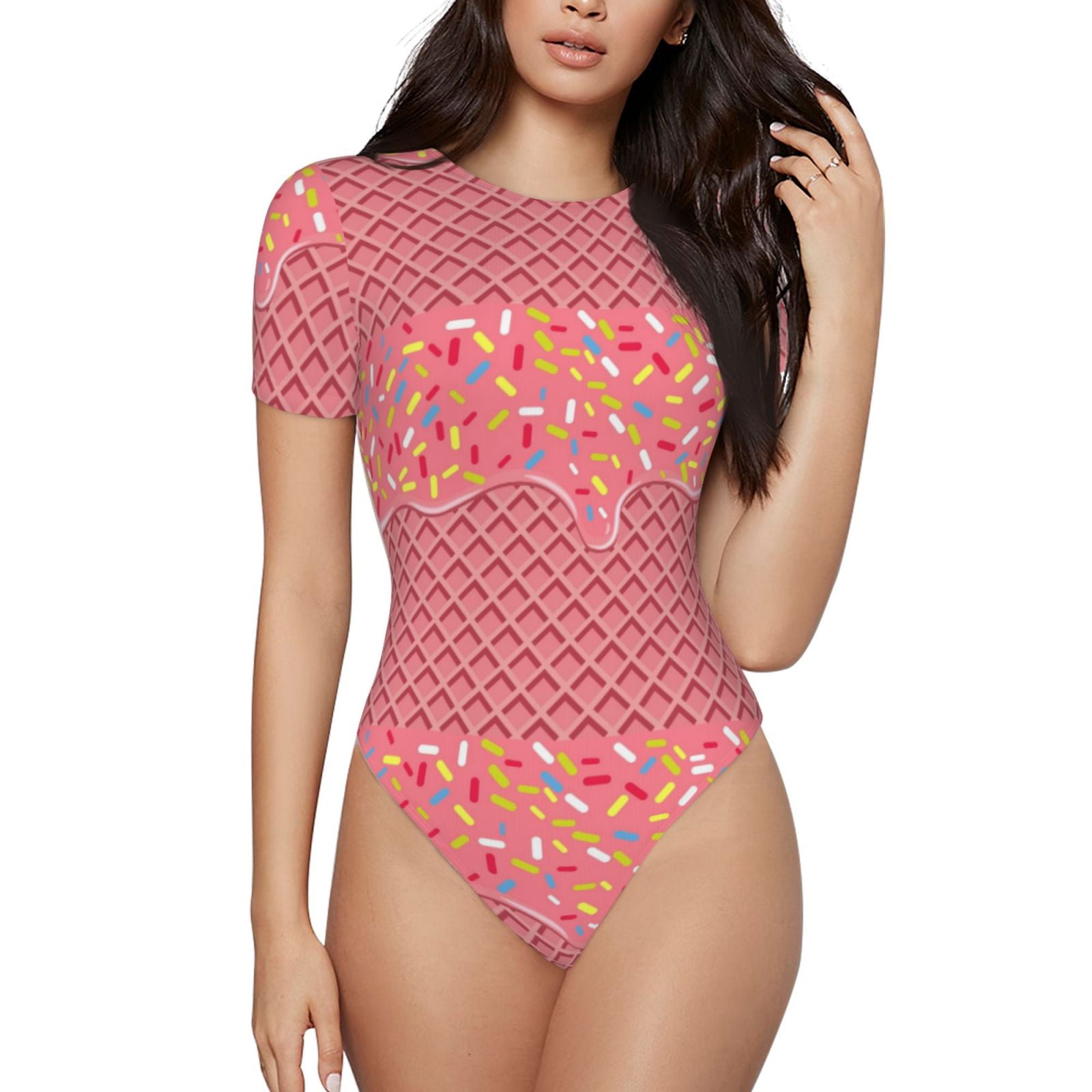 Easygdp Cherry Women's One-Piece Swimsuit Slim Fit Crew Neck Easygdp Cherry Women's One-Piece Swimsuit Slim Fit Crew Neck