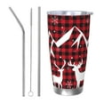 thumbnail image 1 of Easygdp Christmas Buffalo Plaid 20oz Stainless Steel Vacuum Insulated Double Wall Travel Tumbler, Durable Insulated Coffee Mug with Spillproof Lid-Straw Three-piece Set, 1 of 8
