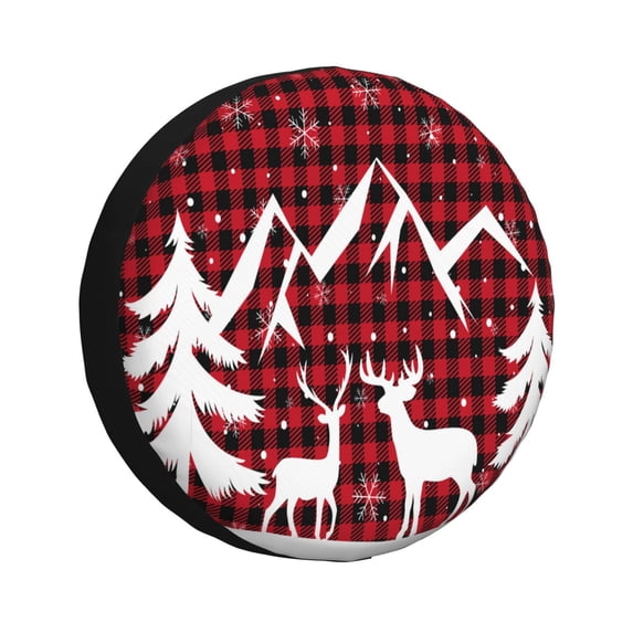 Easygdp Christmas Buffalo Plaid Wheel Sun Guard, Spare Tire Cover,Universal Trailer Suv Truck Camper Travel,Easy To Install And Remove -14 Inch