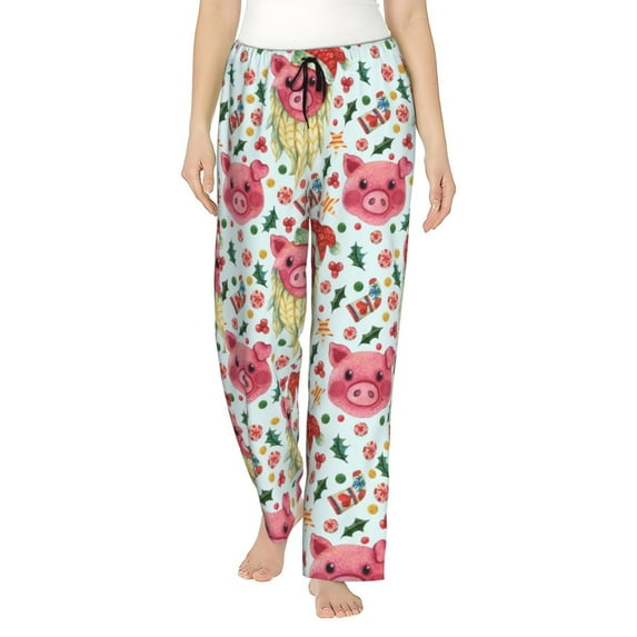 Easygdp Christmas Cute Pigs Women's Drawstring Pajama Pants | Lounge Joggers Sweatpants | Comfy Sleepwear | Yoga Pants-