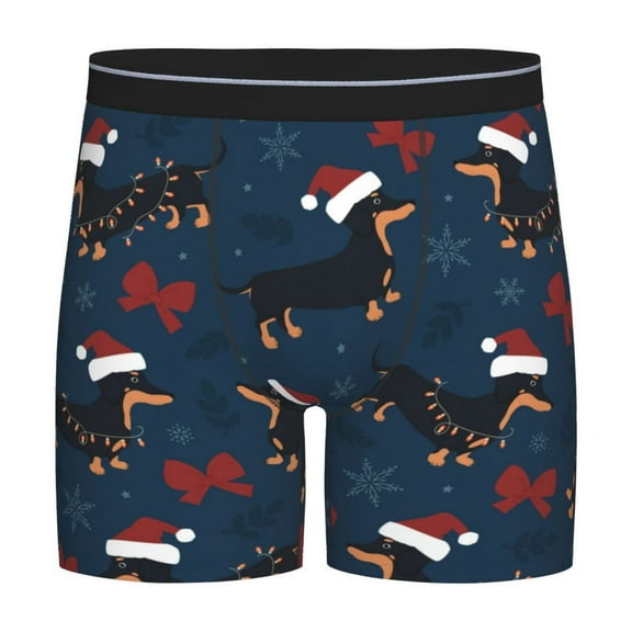 Easygdp Christmas Dachshund Men's Boxer Briefs Men’s Underwear Boxer Briefs for Men