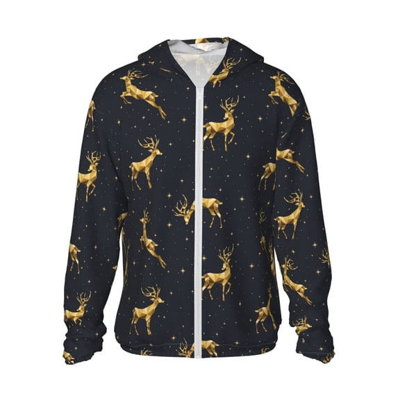 Easygdp Christmas Deers Lightweight Long Sleeve Sun Shirt Sports long-Sleeved Sun Protective Clothing, Quick Drying Breathable - Large