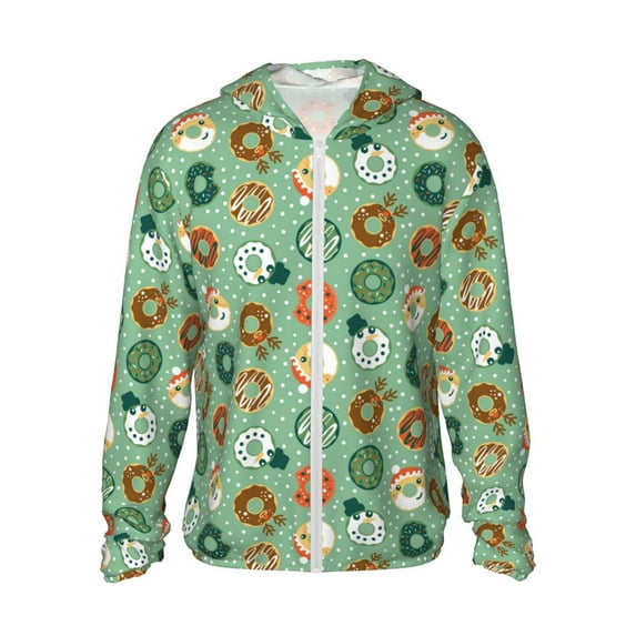 Easygdp Christmas Donuts Lightweight Long Sleeve Sun Shirt Sports long-Sleeved Sun Protective Clothing, Quick Drying Breathable - Large