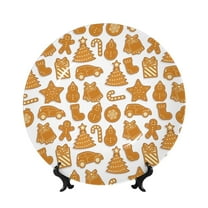 Easygdp Christmas Elements Bone China Decorative Plate Ceramic Dinner Plates Art Crafts with Display Stand-6in