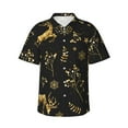 thumbnail image 1 of Easygdp Christmas Gold Deers1 Men's Hawaiian Shirts Print Lapel Short Sleeve for Beach, vacation, party, casual occasions - Small, 1 of 9