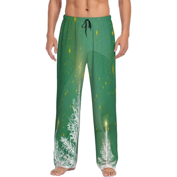 Easygdp Christmas Green Men's Pajama Pant, Sleep Elastic Waistband Lounge Pants - X-Large