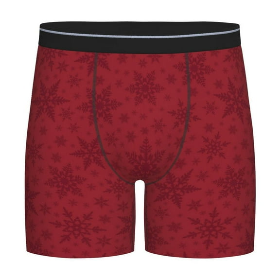 Easygdp Christmas Red Snowflakes Men's Boxer Briefs Men’s Underwear Boxer Briefs for Men