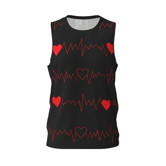 Easygdp Christmas Red Snowflakes Men's Mesh Basketball Jersey Quick Drying Sleeveless Shirts Fitted Muscle Tank Tops Sport Round Neck T-Shirt - Medium
