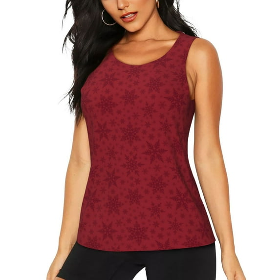 Easygdp Christmas Red Snowflakes Women's Workout Tank Top, Running Top, Hiking Shirt, Quick-Dry for Running, Yoga, Hiking - XX-Large