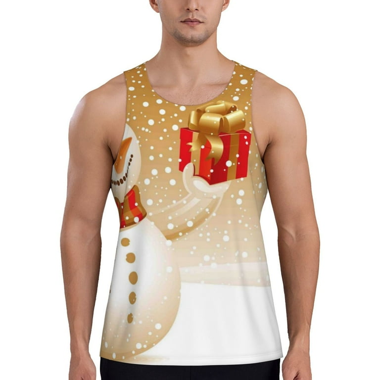 Easygdp Christmas Snowman Gift Men s Tank Top Sleeveless Muscle T Shirts Breathable Quick Dry Loose for Gym Running Fitness 3X Large Walmart