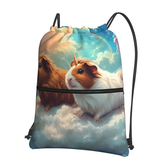 Easygdp Cloud Guinea Pig Drawstring Backpack Gym Bag,Sport Gym Sackpack,Gym Sack with Side Pocket for Men Women