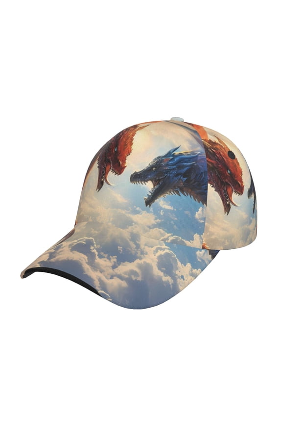 Cloud Red And Blue Dragon Baseball Cap with Adjustable Buckle Lightweight, Breathable, Sweat-Absorbent Hat for Outdoor Activities, Sports, and Casual Wear