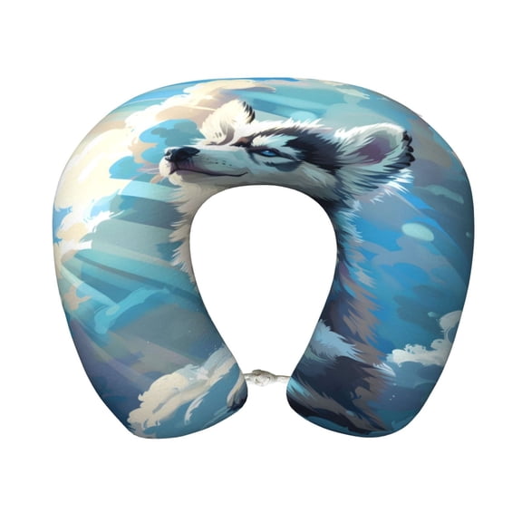 Easygdp Cloud Sunshine Puppy Travel Pillow Memory Foam, Head Neck Support Airplane Pillow for Traveling, Car, Home, Travel Neck Flight Pillow