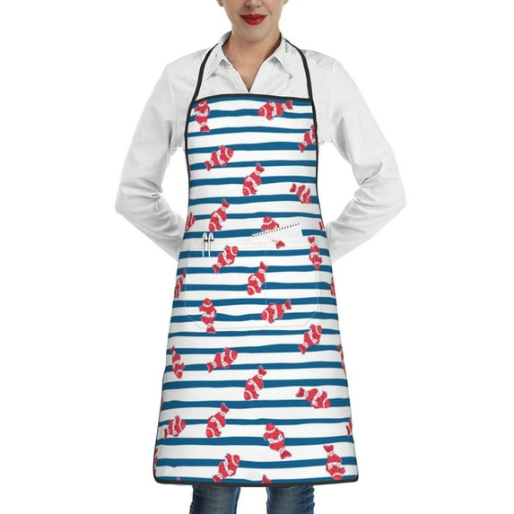 Easygdp Clown Fish Apron Waterdrop Resistant with 2 Pockets,Oil Resistant Cooking Kitchen Chef Apron for Women Men