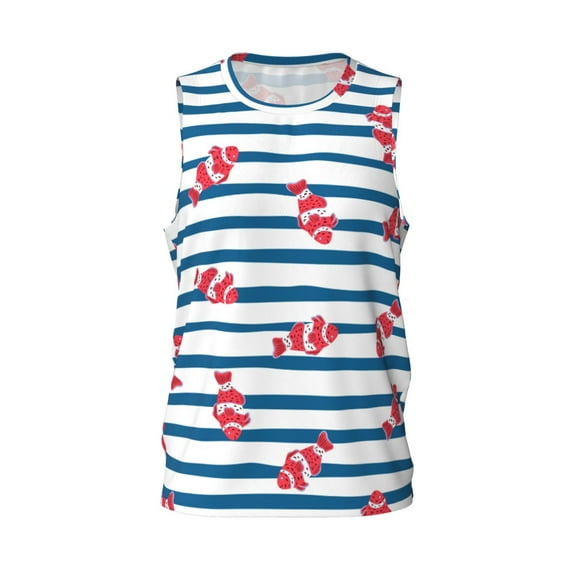 Easygdp Clown Fish Men's Mesh Basketball Jersey Quick Drying Sleeveless Shirts Fitted Muscle Tank Tops Sport Round Neck T-Shirt - 4X-Large