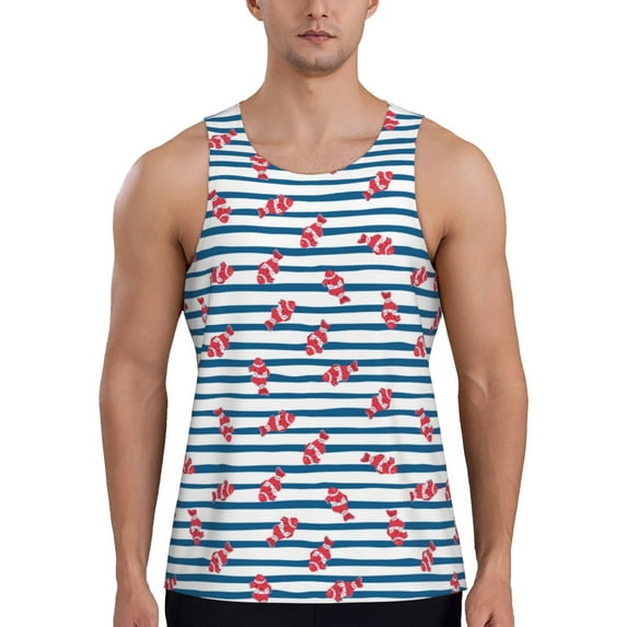 Easygdp Clown Fish Men's Tank Top, Sleeveless Muscle T Shirts, Breathable, Quick-Dry, Loose for Gym, Running, Fitness - 4X-Large