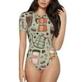 thumbnail image 1 of Easygdp Coffee Makers Macaroons Chocolate Women's One-Piece Swimsuit Slim Fit Crew Neck Bodysuit Athletic Swimwear with Concealed Buckle - Large, 1 of 9
