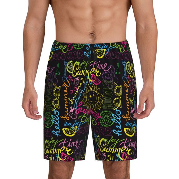 Easygdp Color Summer Men's Short Pajama Pants, Sleep Shorts, Household Pants, Casual Pants with Pockets - Small