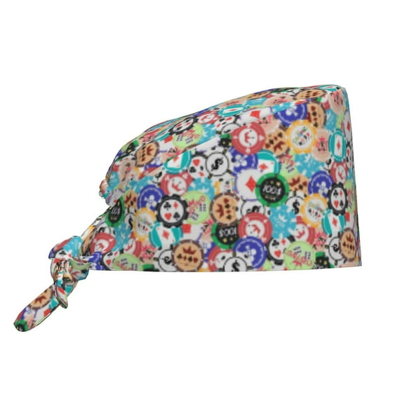 Easygdp Colored Casino Chips Men Women Adjustable Cap Working Hat Tie Back Cap, Work Cap