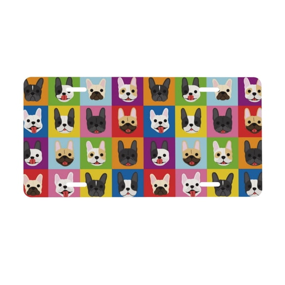 Easygdp Colorful Bulldog License Plate Car Front License Plate Car Decoration Car Accessories Front Tag Plate Standard Size