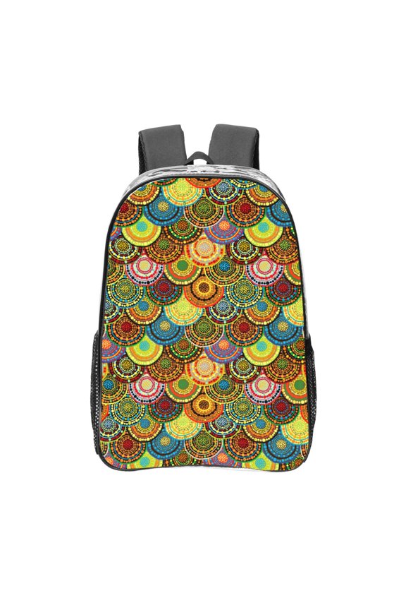 Colorful Circle Clear Backpack, Transparent Bookbag for School for Women Men, Capacity Clear Bag for College, Travel