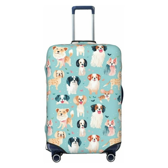 Easygdp Colorful Dog Print Elastic and Washable Suitcase Protective Cover with Hidden Zipper Fits 18-32 inch Luggage -Medium