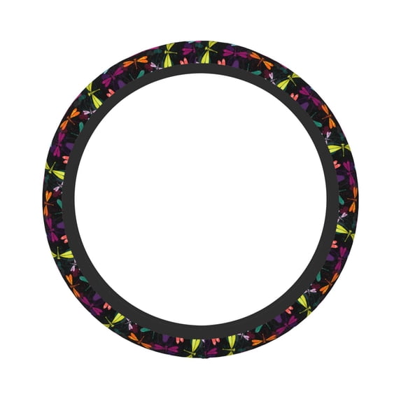 Easygdp Colorful Dragonflies Elastic Steering Wheel Cover, Auto Accessories, Fit Suvs, Vans,Cars, Trucks -15 inch