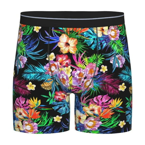 Easygdp Colorful Flowers Men's Boxer Briefs Men’s Underwear Boxer Briefs for Men