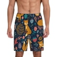 thumbnail image 1 of Easygdp Colorful Fox Men's Short Pajama Pants, Sleep Shorts, Household Pants, Casual Pants with Pockets - Large, 1 of 9