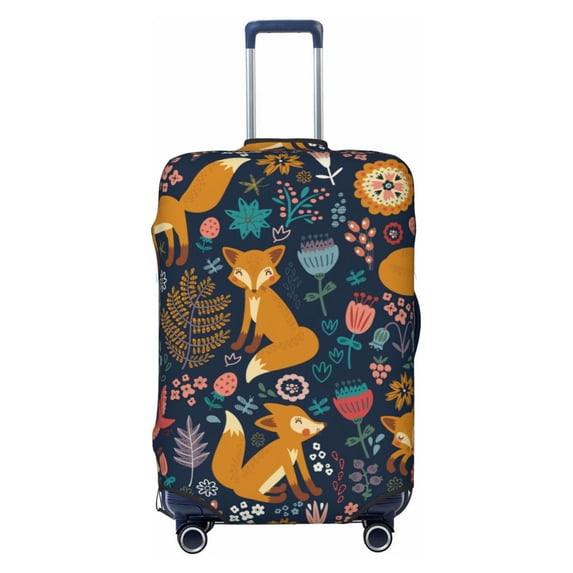 Easygdp Colorful Fox Print Elastic and Washable Suitcase Protective Cover with Hidden Zipper Fits 18-32 inch Luggage -Small