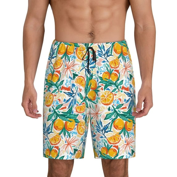 Easygdp Colorful Fruits Men's Short Pajama Pants, Sleep Shorts, Household Pants, Casual Pants with Pockets - Small