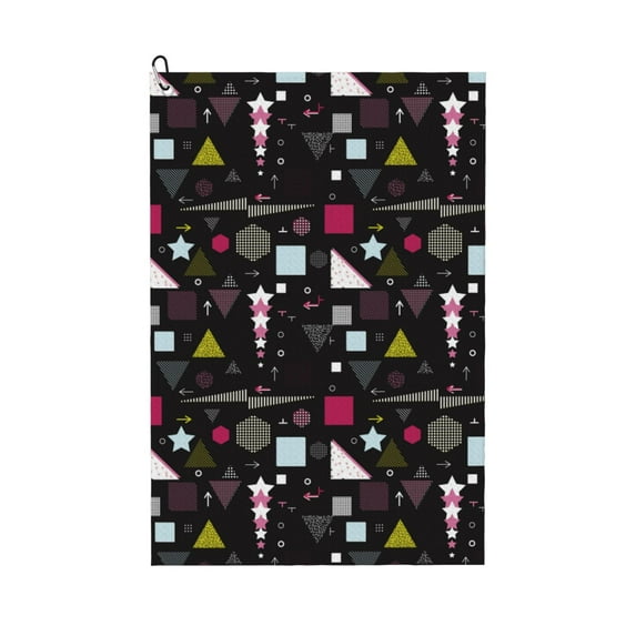 Easygdp Colorful Geometry Golf Towel 24x16in for Men and Women with Carabiner Clip for Easy Attachment