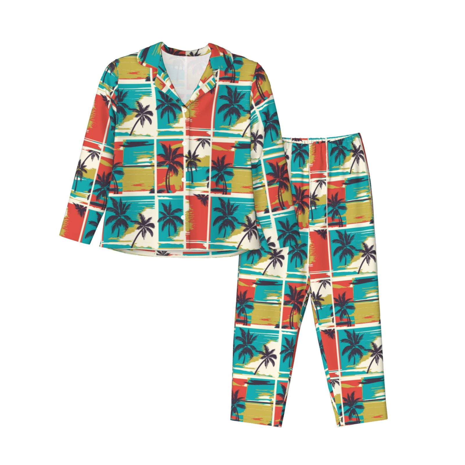 Polynesian Pattern Pajama Set Palm Style - Yellow LT7 main image 1