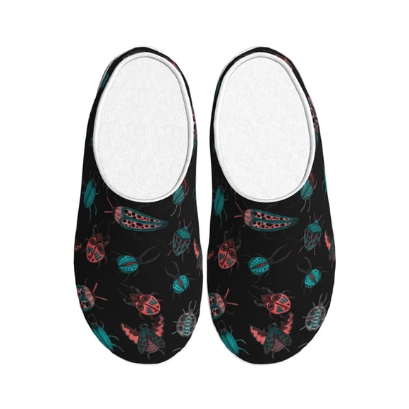 Easygdp Colorful Insect Slippers for Women Mens Winter Warm Home Slippers Plush Slip on House Slippers for Indoor Outdoor Shoes-35/36