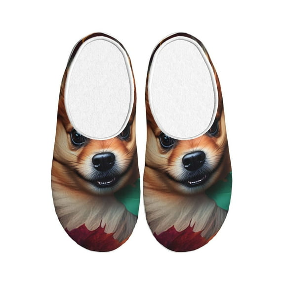 Easygdp Colorful Leaf Chihuahua Slippers for Women Mens Winter Warm Home Slippers Plush Slip on House Slippers for Indoor Outdoor Shoes-46/47
