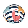 thumbnail image 1 of Easygdp Colorful Llama Shower Caps for Women, Double Waterproof Layers Shower Cap, Quick Drying Bath Hair Cap Reusable, 1 of 9