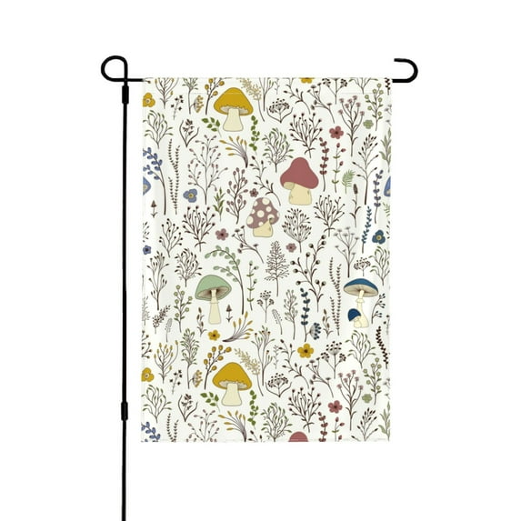 Easygdp Colorful Mushrooms and Plants Garden Flag Yard Flag Welcome Flag, Double-Sided, Weather Resistant for Outdoor Decor - 12.5"x18"