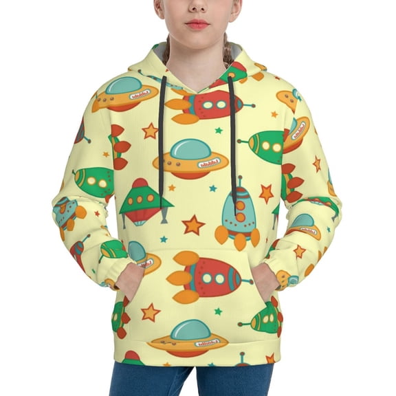 Easygdp Colorful Outer Space Boys Hoodie Kids Sweatshirt Youth Pullover With Hood-Small